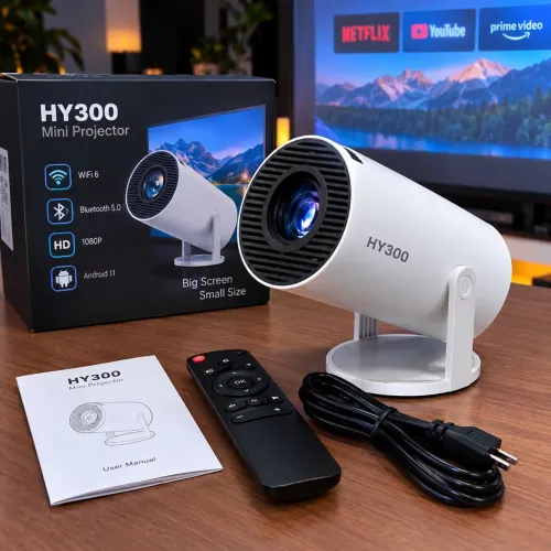 Projetor HY-300 Android Portátil - Cinema em Casa com Tela Grande ?