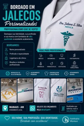 Bordado em Jalecos Personalizados | Médicos, Enfermeiros e Clínicas em Manaus