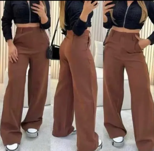 Calça pantalona marrom feminina