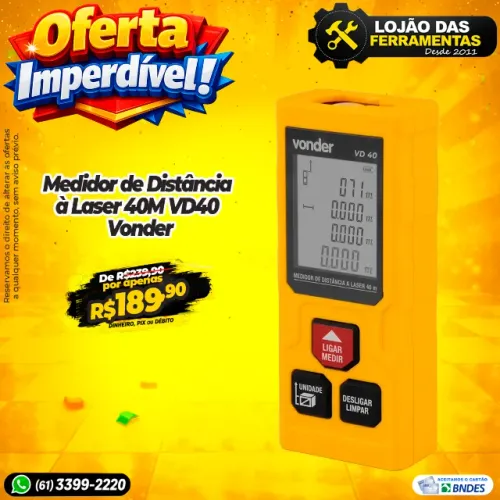 Medidor de Distância à Laser 40M VD40 Vonder