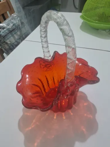 Cesta de Vidro Artístico Murano