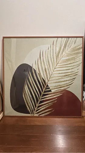 Kit 2 Quadros Decorativos Grandes 102x102 cm | Moldura Madeira e Vidro