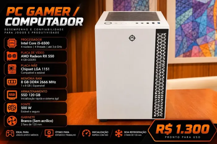 Pc gamer i5 6500 + RX 550 4 gb