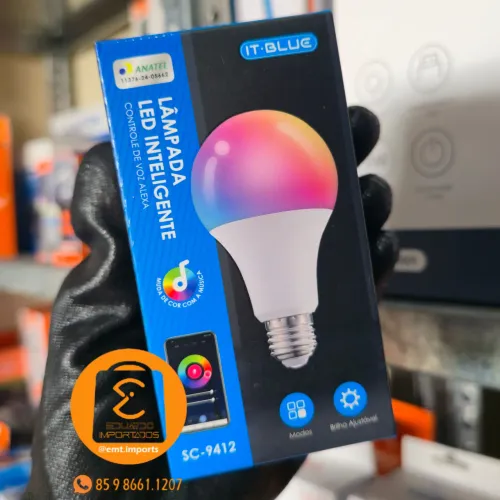 Lâmpada Inteligente E27 Smart 16 Milhões de Cores, ALEXA GOOGLE, Conecta pelo celular 