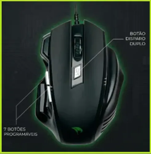 Mouse Gamer Viper Pro Python 7 Botões 3600 DPI USB Cabo Nylon Reforçado Disparo duplo