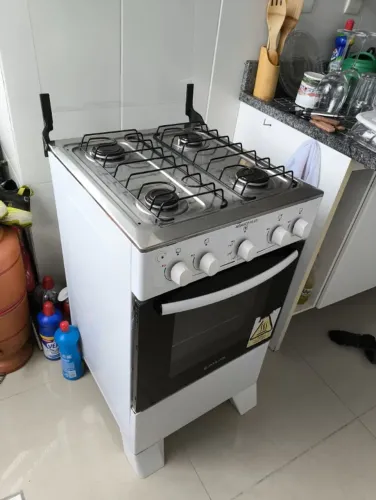 Fogão 4 Bocas Branco Inox Atlas Milão - Seminovo