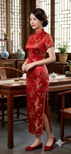Vestido típico chinês vermelho