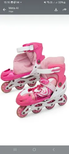 Patins Infantil Rosa Ajustável 32-36 - R$70