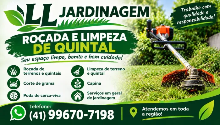 Serviço de jardinagem, roçada e limpeza de terrenos