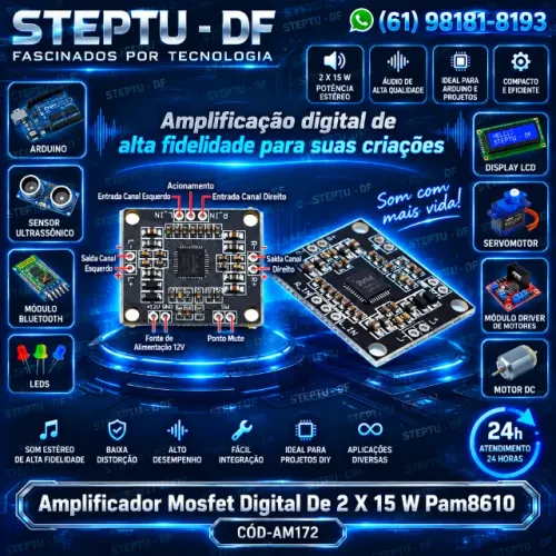 Pam8610 Placa Mini Amplificador Mosfet Digital De 2 X 15 W    Arduino Automação COD-AM172 