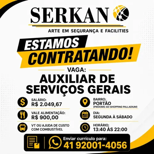 Contrata-se auxiliar de serviços gerais