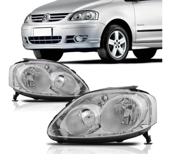 Par Farol Fox Crossfox Spacefox 03 A 09 Foco Duplo Cromado Bibas