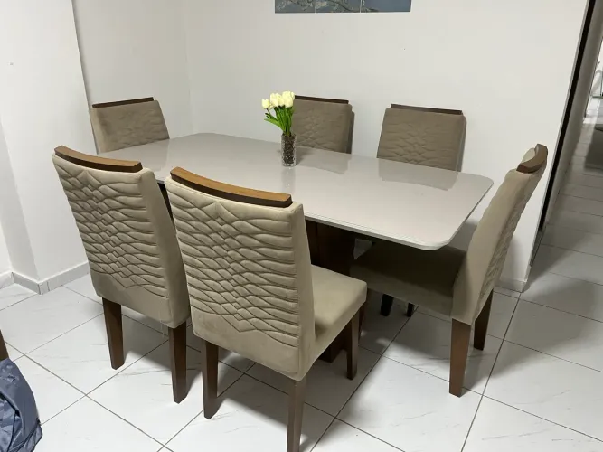 Conjunto de mesa e 6 cadeiras 