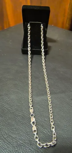 Corrente Masculina Prata 925 Maciça Cadeado Cartier 29g 50cm