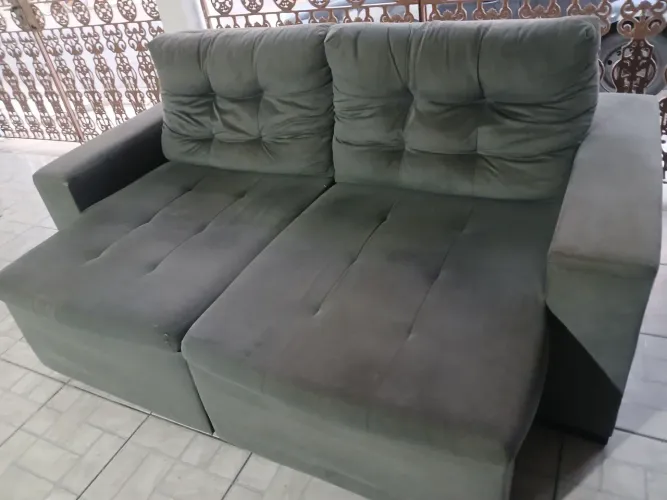 Sofa retrátil e reclinavel cinza- ENTREGO!