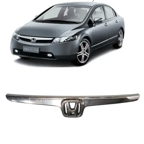 Friso Cromado Grade Radiador Civic 2007 2008 Com Emblema
