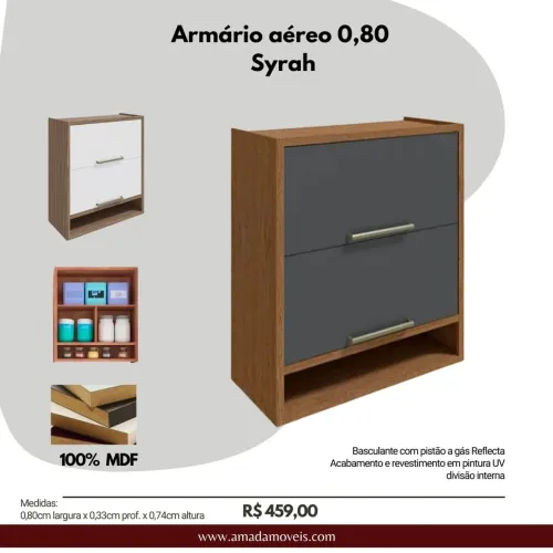 Armário aéreo 0,80 Syrah - à pronta entrega 