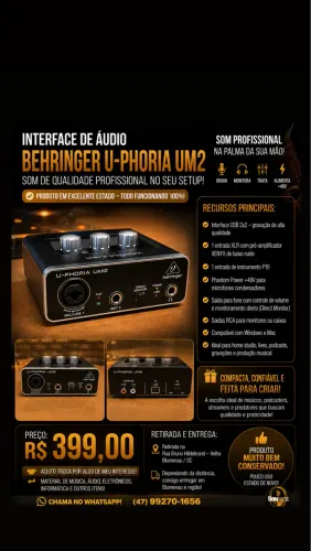 Interface de Áudio Behringer U-Phoria UM2