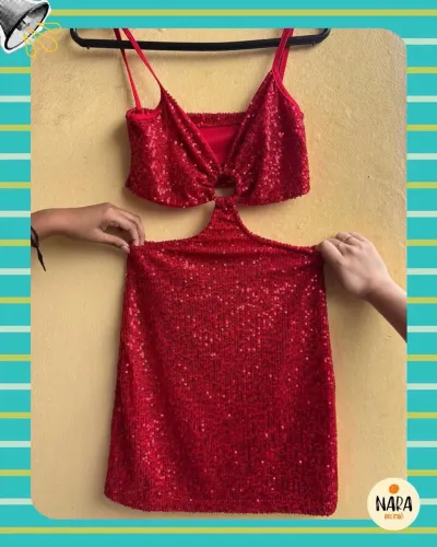 Vestido feminino - paetê vermelho