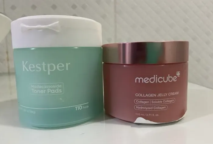 kit medicube collagen jelly cream + kestper toner pads