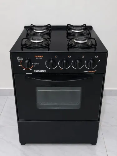 Fogão Esmaltec Caribe Glass 4 Bocas Preto