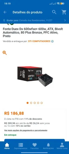 COMBO 2 FONTES 600W/500w l Fonte DUEX FSE+ 600w 80 PLUS BRONZE e 500w FORTREK