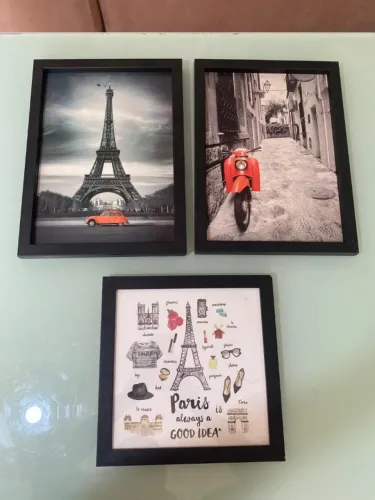 Conjunto com 3 quadros paris torre eiffel decoração