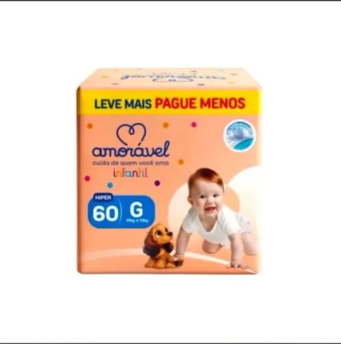 Fralda Amoravel Basic G 60 Unidades