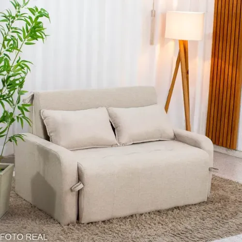 SOFÁ CAMA AMORA 1,40M LINHO. PRONTA ENTREGA.