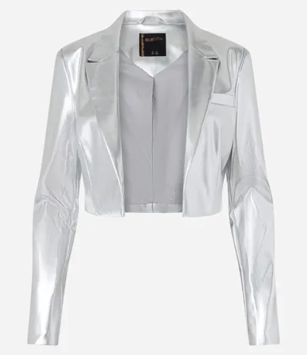 Blazer cropped metalizado 