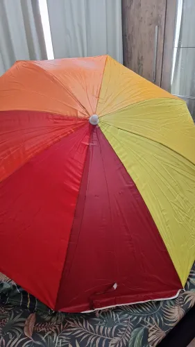 Guarda Sol 1,80m Grande Laranja Amarelo - Forro Prata UV Praia Piscina<br>
