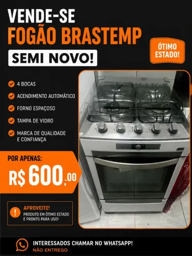 Fogão brastemp 4 bocas , semi novo , automático 