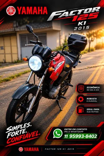 Yamaha Factor 125 K1 - Ano 2015 | Econômica, Confiável e Pronta para Rodar!
