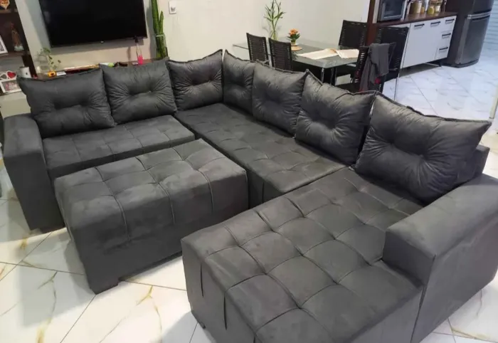 SOFA 7 LUGARES COM CHAISE E PUFF DE BRINDE A PRONTA ENTREGA