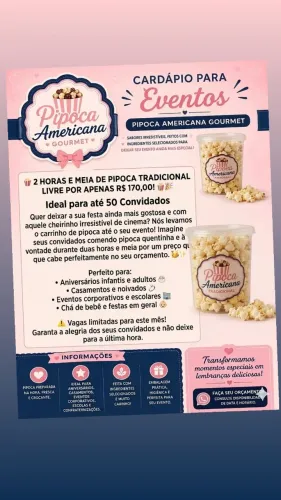 2 e meia horas Pipoca para festa e eventos