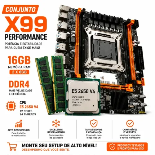 Kit Placa Mãe X99 +intel Xeon E5-2650 V4 + 16gb Ddr4