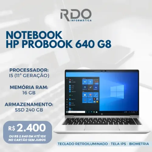 Notebook HP ProBook 640 G8 i5 11ª Ger. 16GB RAM SSD 240GB - Perfeito para estudos!