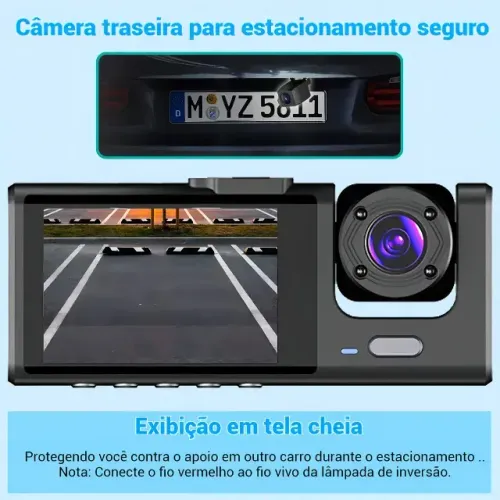 Câmera Veicular HD - Segurança Completa para seu Carro, acompanha câmera de ré. Garanta ma