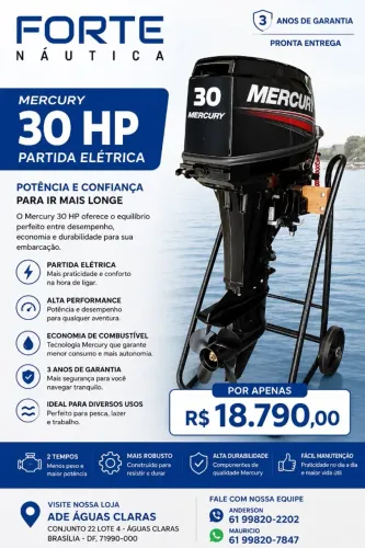 Mercury 30 HP Partida Elétrica ? Pronta Entrega em Brasília
