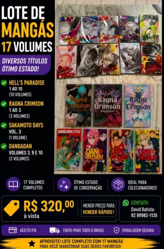 Lote de Mangás - 17 Volumes | Hell's Paradise, Ragna Crimson, Dandadan e Sakamoto Days