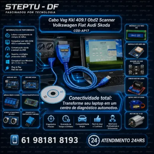 Cabo Vag Kkl 409.1 Obd2 Scanner Volkswagen Fiat Audi Skoda Arduino Automação COD-AP17