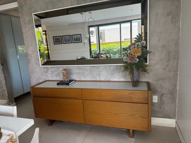 Espelho decorativo 2 m × 1 m com moldura branca laqueada