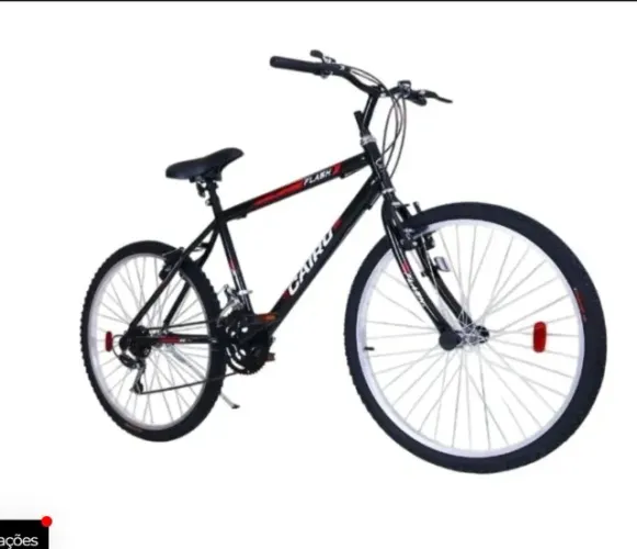 Bicicleta Aro 26 MTB Flash 21 Marchas Preta e Vermelho Freio V-Brake