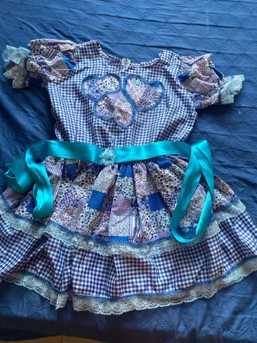 Vestido xadrez azul . 