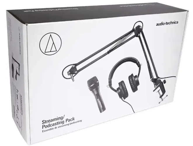 Audio Technica AT2005USBPK kit de podcast, COM microfone, fones de ouvido, suporte
