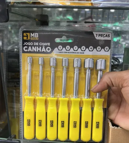 Jogo de Chave Canhão 7 Unidades Profissional Aço 5 a 12 Cabo Resistente Kit 7 Manual