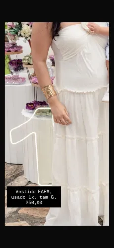 Vestido FARM, TAM G branco 