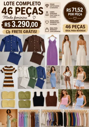LOTE 46 ROUPAS FEMININAS PREMIUM NOVAS | LOJISTAS | FRETE GRÁTIS