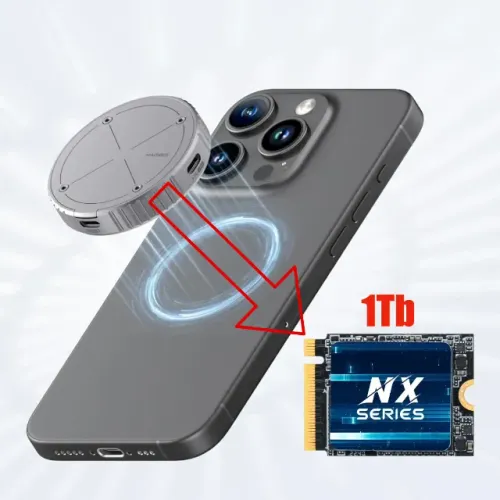 SSD M.2 2230 NVMe de 1TB no case usb-c da Hagibis com Magsafe 