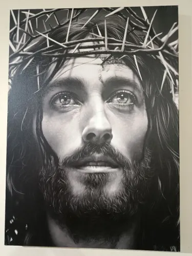Quadro jesus Cristo, coroa de espinhos. Lindíssimo! Realista. 70x50. 3 cm de espessura